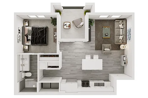 Floor plan 1 Bedroom + 1 Bath