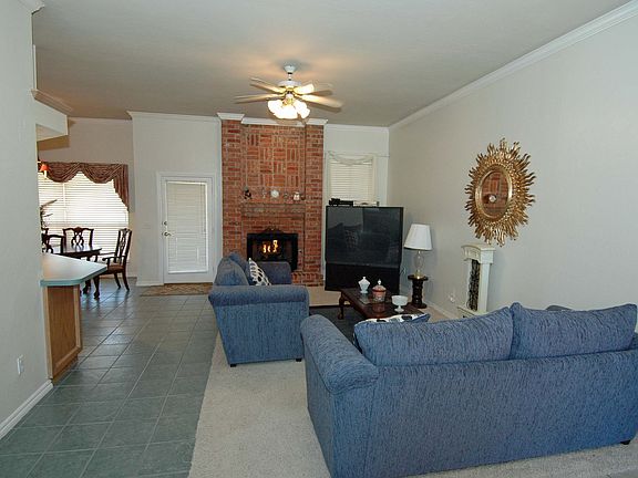 Family room with fireplace..