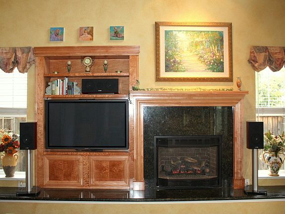 Custom built entertainment center and fireplace