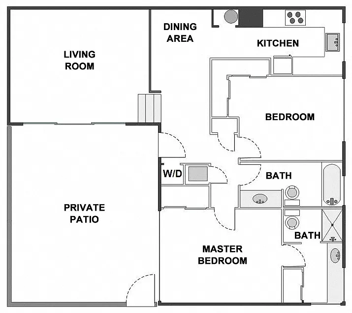 Floor plan 2 Bed / 2 Bath: Type E