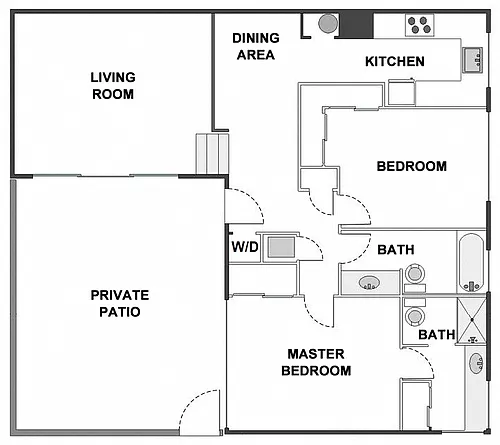 Floor plan 2 Bed / 2 Bath: Type E