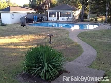 Looking at pool from house