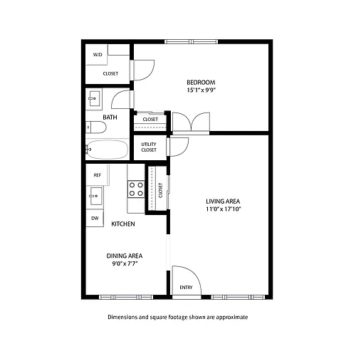 Floor plan 1 Bed and 1 Bath