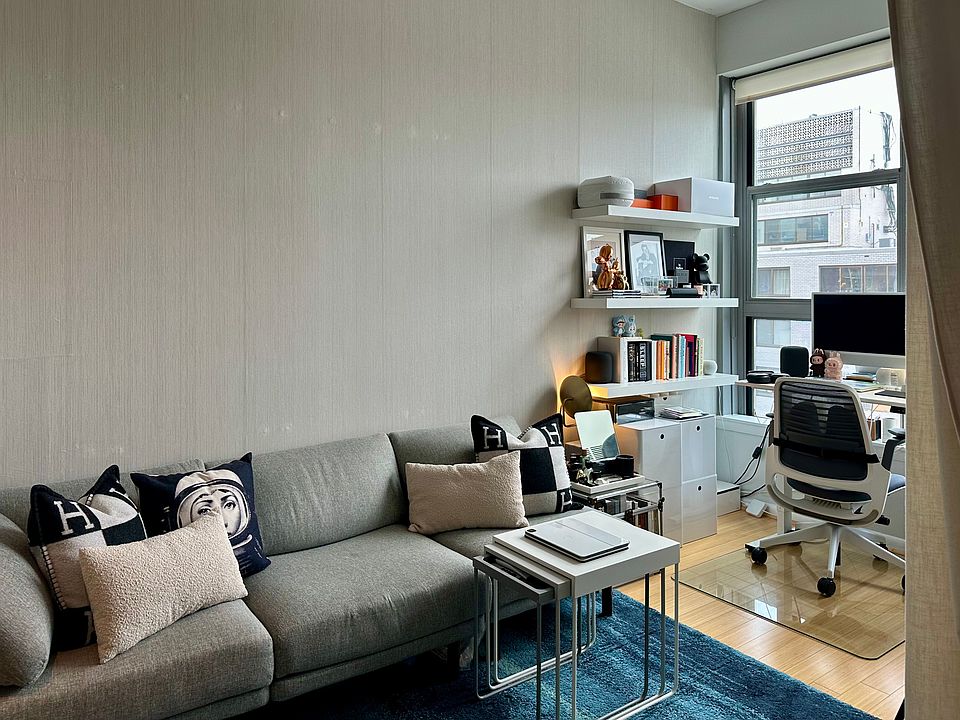 Living Room with window office configuration