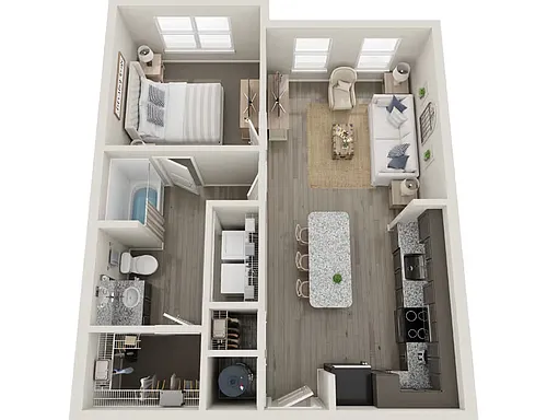 Floor plan 1 Bed 660 sf