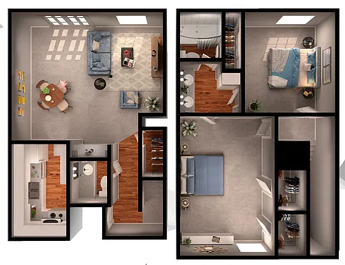 Floor plan 2 BR 1.5 bth Townhouse