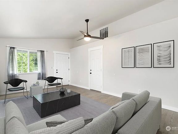 Living room view to front entry