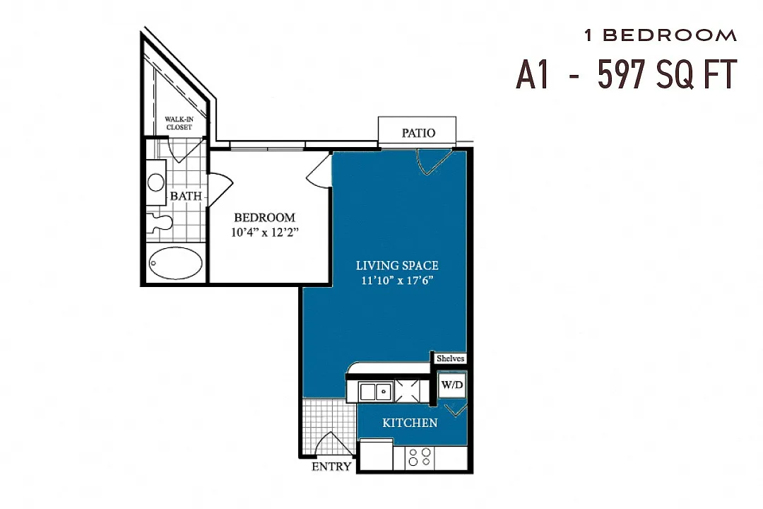 Floor plan One Bedroom A1r Renovated