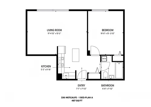 Floor plan 330 Metcalfe - 1 Bed Plan A