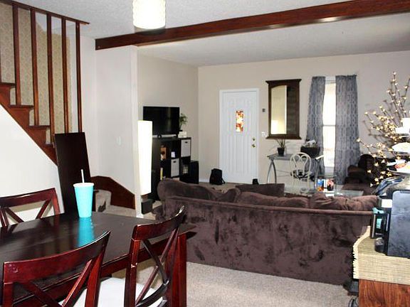 View of living area facing the door.