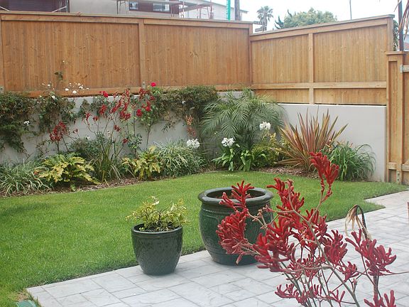 Private backyard with custom landscape