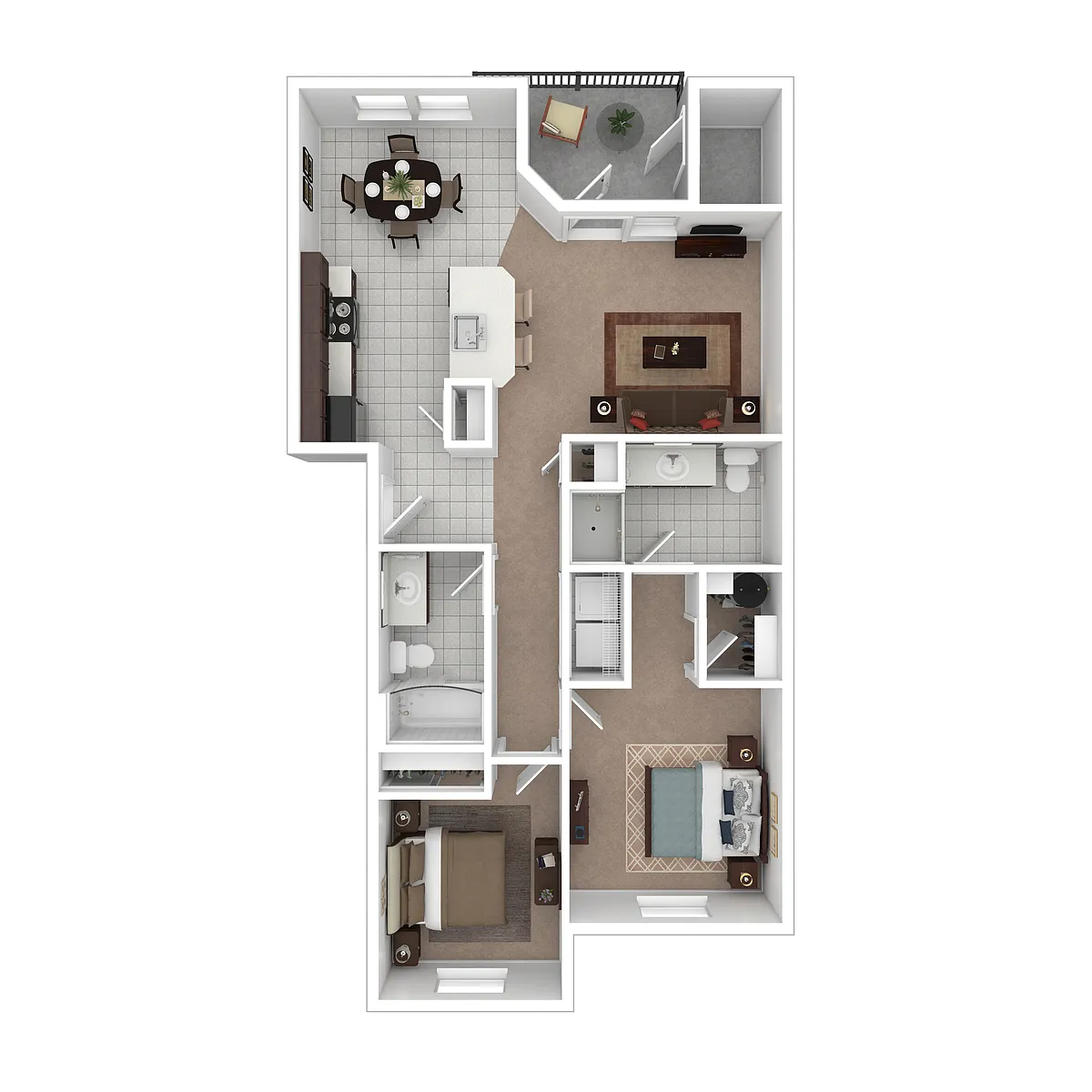 Floor plan B1: 2 Bed 2 Bath