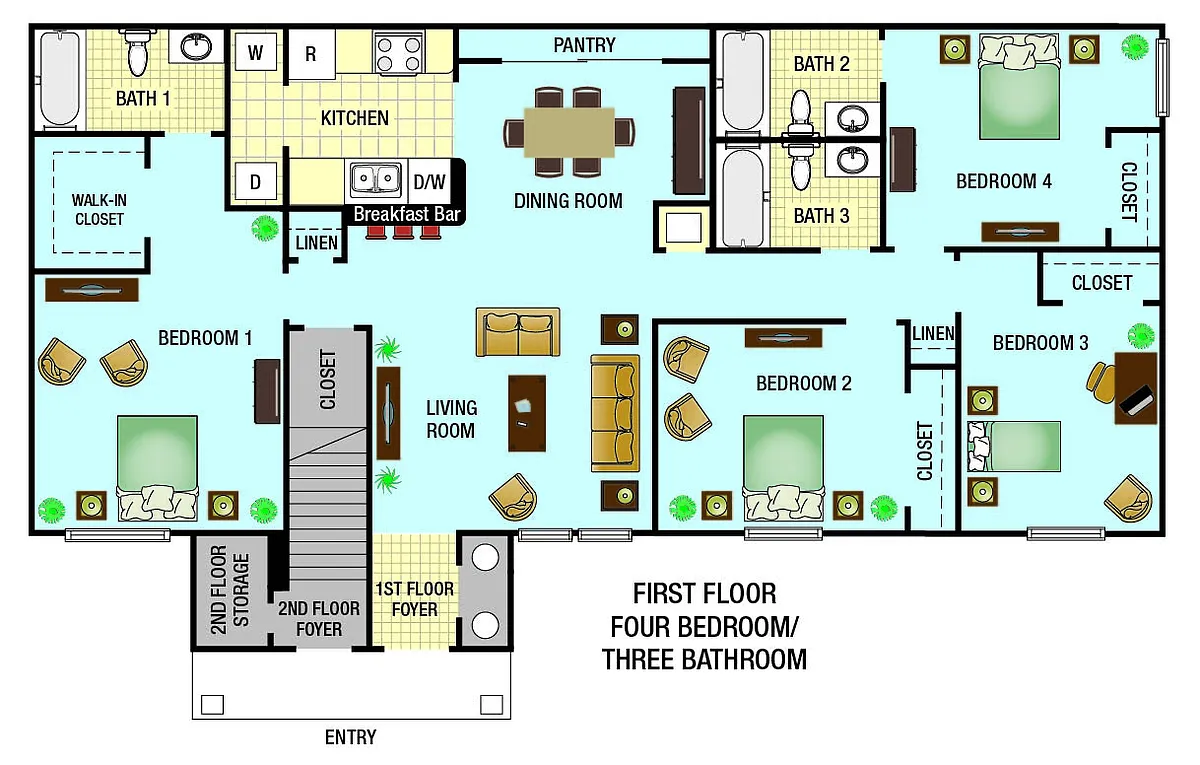 Floor plan Four Bedroom Cambridge 60%