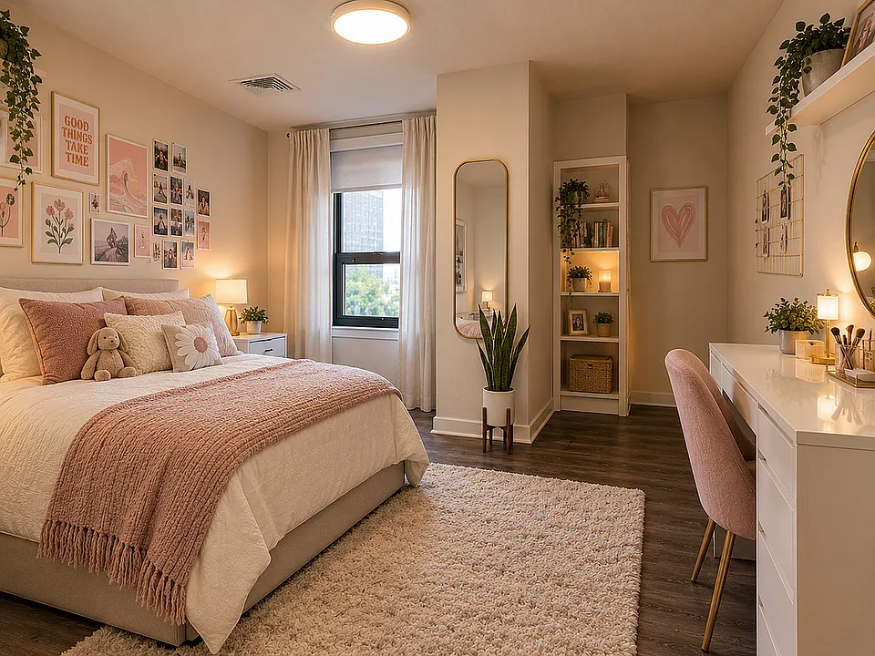 smaller bedroom staged girl