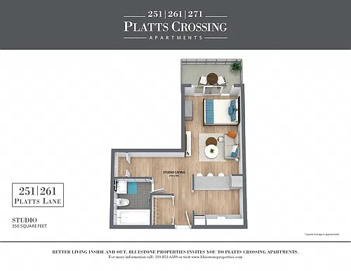 Floor plan Studio 0 Bed 1 Bath