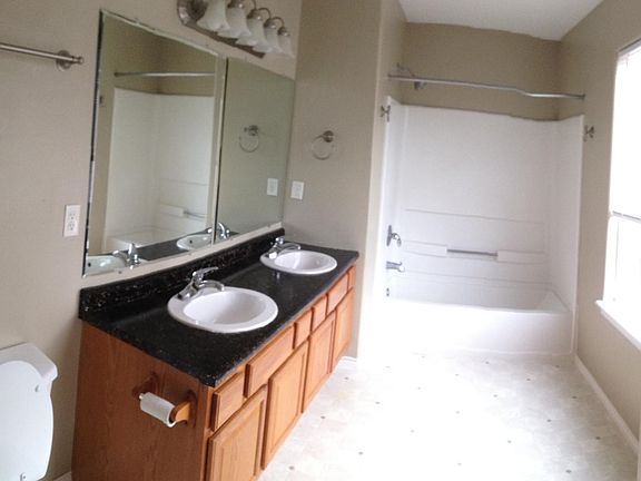 Master bath with his and her sink