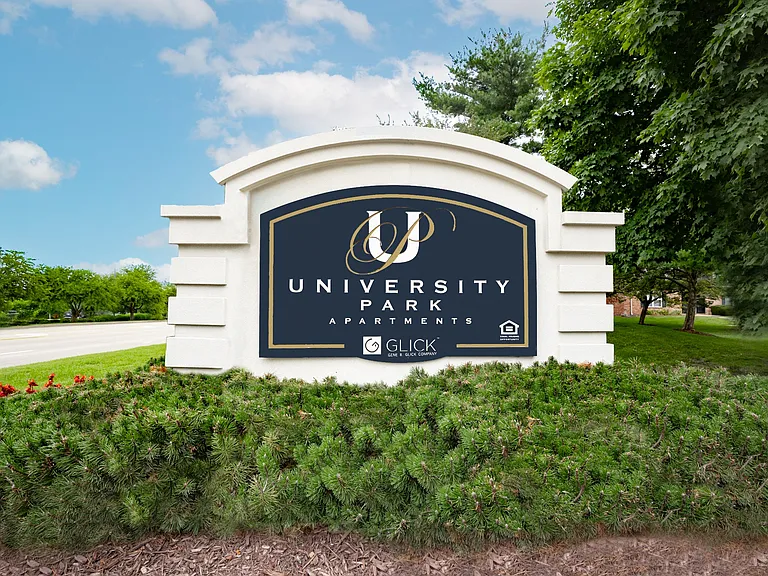 Entrance sign at University Park Apartments