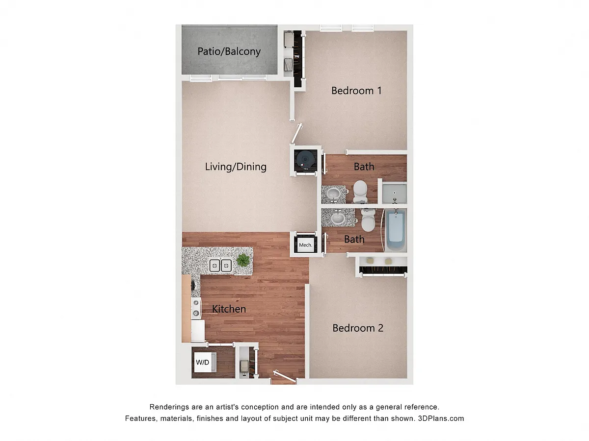 Floor plan Two Bedroom B (60%)