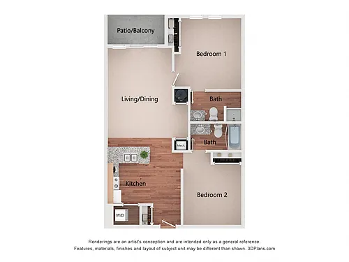 Floor plan Two Bedroom B (60%)