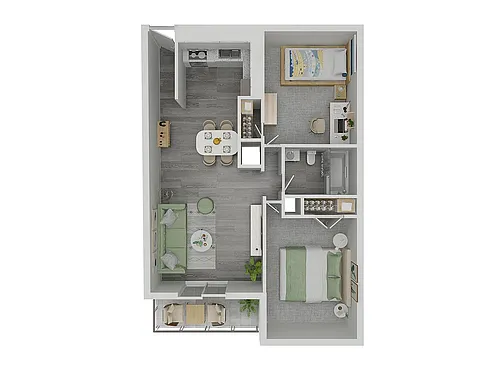 Floor plan Whistling Pine 2 Bedroom 1Bath