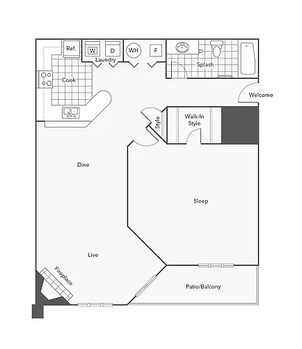 Floor plan 1 BR x 1 BA - A1