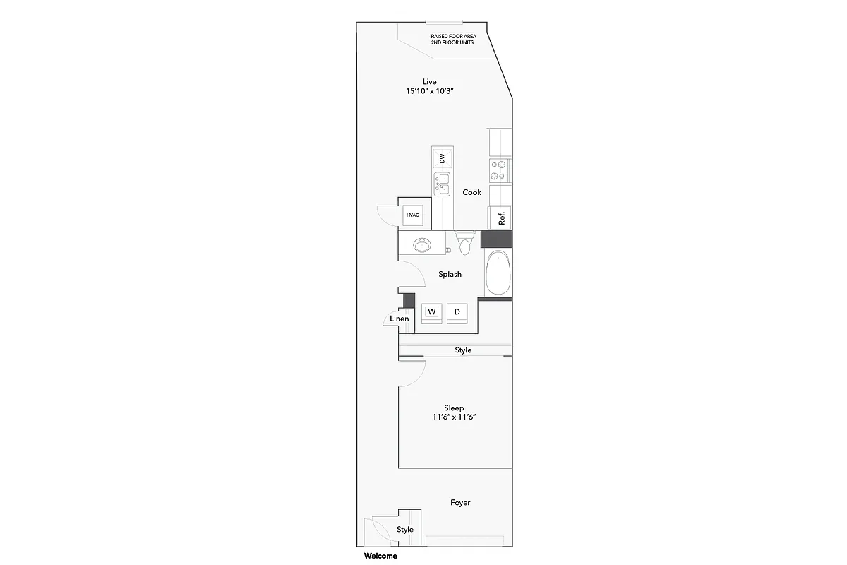 Floor plan 1 BR x 1 BA - C w/Foyer - Income-Restricted (50)