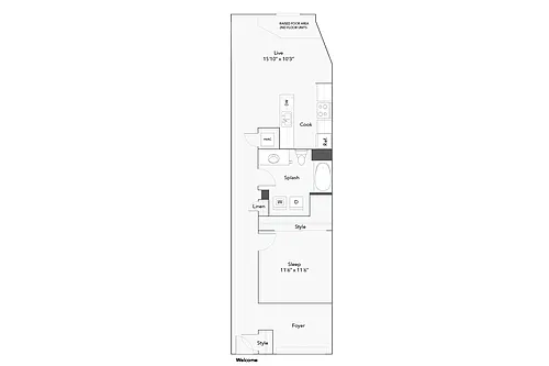 Floor plan 1 BR x 1 BA - C w/Foyer - Income-Restricted (50)