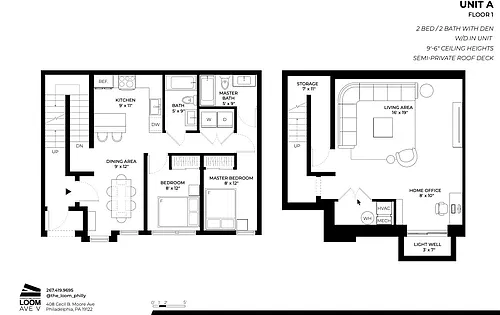 Floor plan 2BR with a den