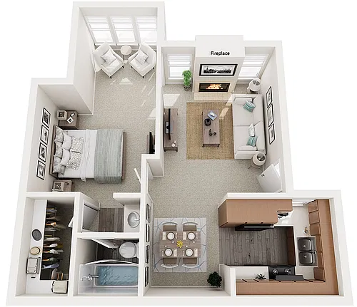 Floor plan A1S - One Bedroom with Sunroom