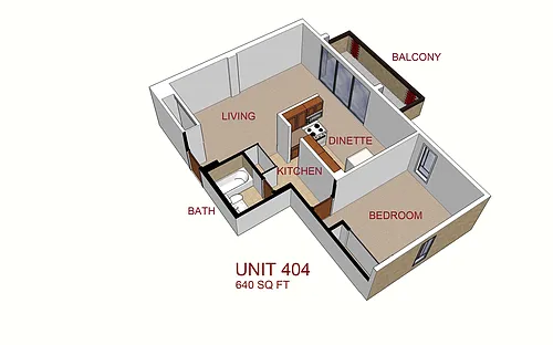 Floor plan One Bedroom/One Bath