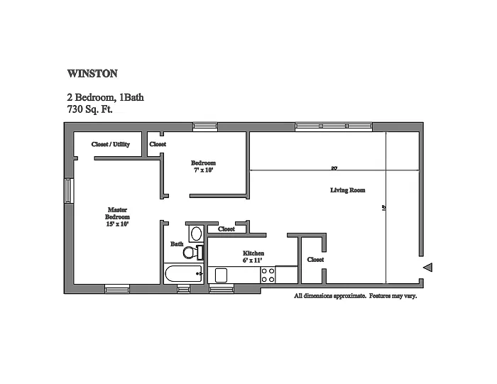 Floor plan 2-Bed Available August