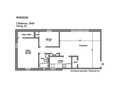 Floor plan 2-Bed Available August