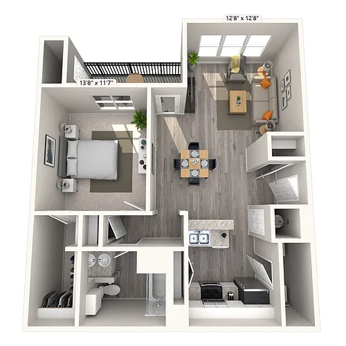 Floor plan Traditional 1x1 758-1109 SF