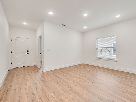 Looking at front door from living room