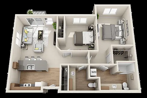 Floor plan Two Bedroom / One Half Bath E
