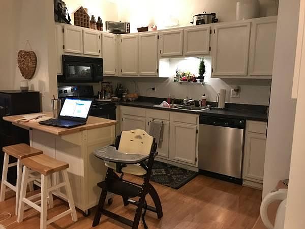 Galley kitchen, with furniture