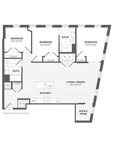 Floor plan 3 Bed/2 Bath-C1 367 Orange