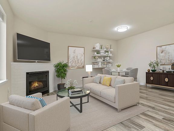virtual staged living room, gas fireplace