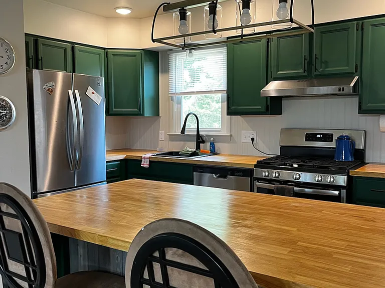 View of kitchen island