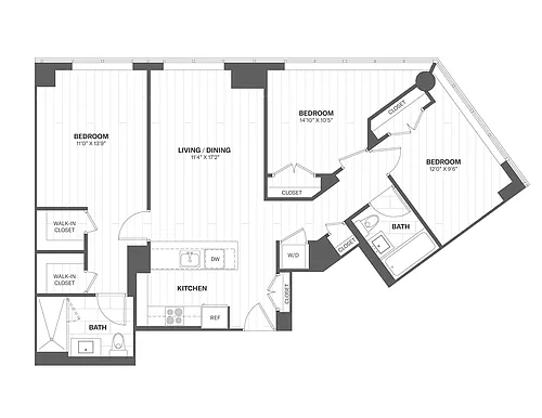 Floor plan 3 Bedroom / 2 Bathroom