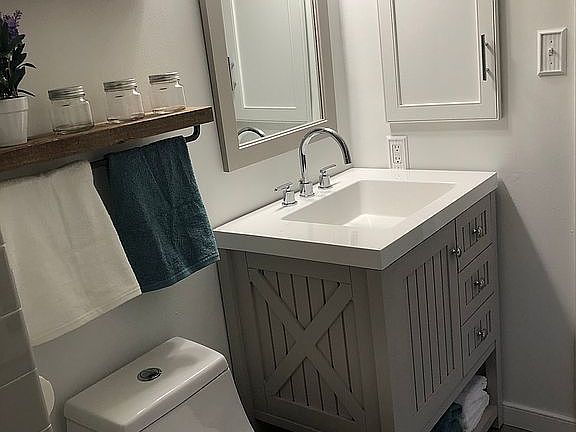 renovated master bathroom