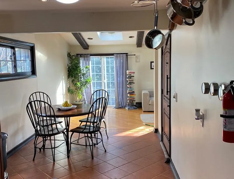 kitchen dinette view to the patio and family room,