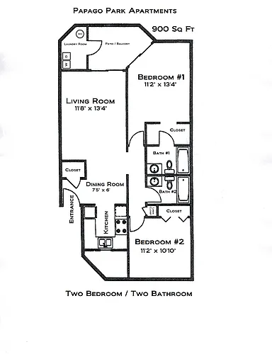 Floor plan 2 Bedroom 2 Bathroom