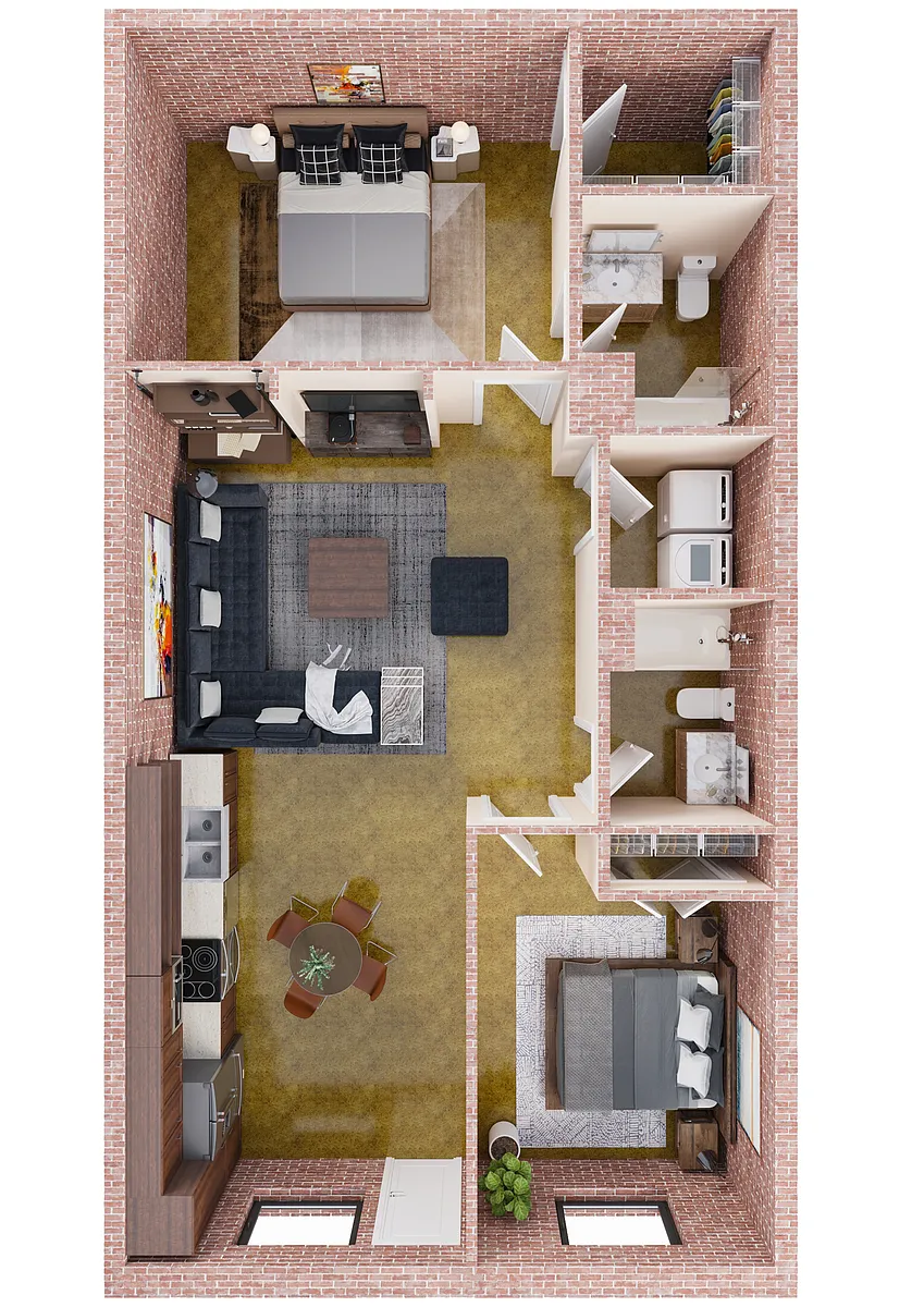 Floor plan B1 Mill on Main - Two Bedroom, Two Bathroom