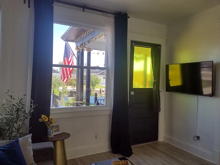 Looking towards front door from living room
