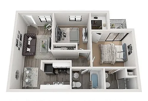 Floor plan 2 Bed White Quartz WD
