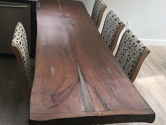 Walnut table in apartment