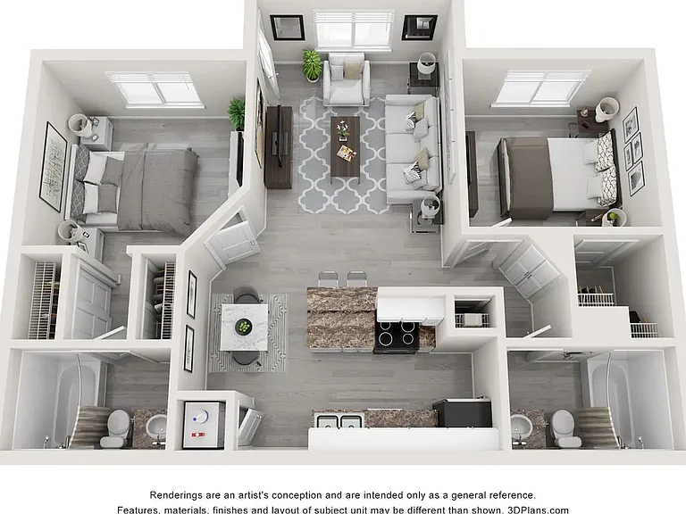 A 3D floor plan rendering of The Saguaro.