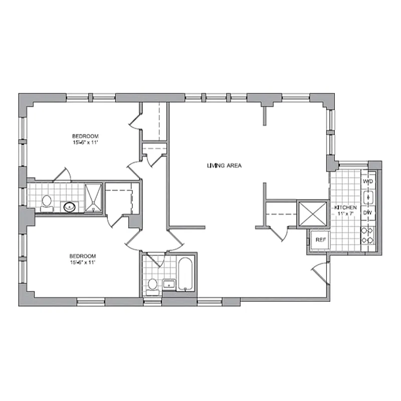 Floor plan 2 Bedroom - D