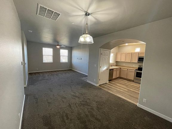 Kitchen, dining, and living room